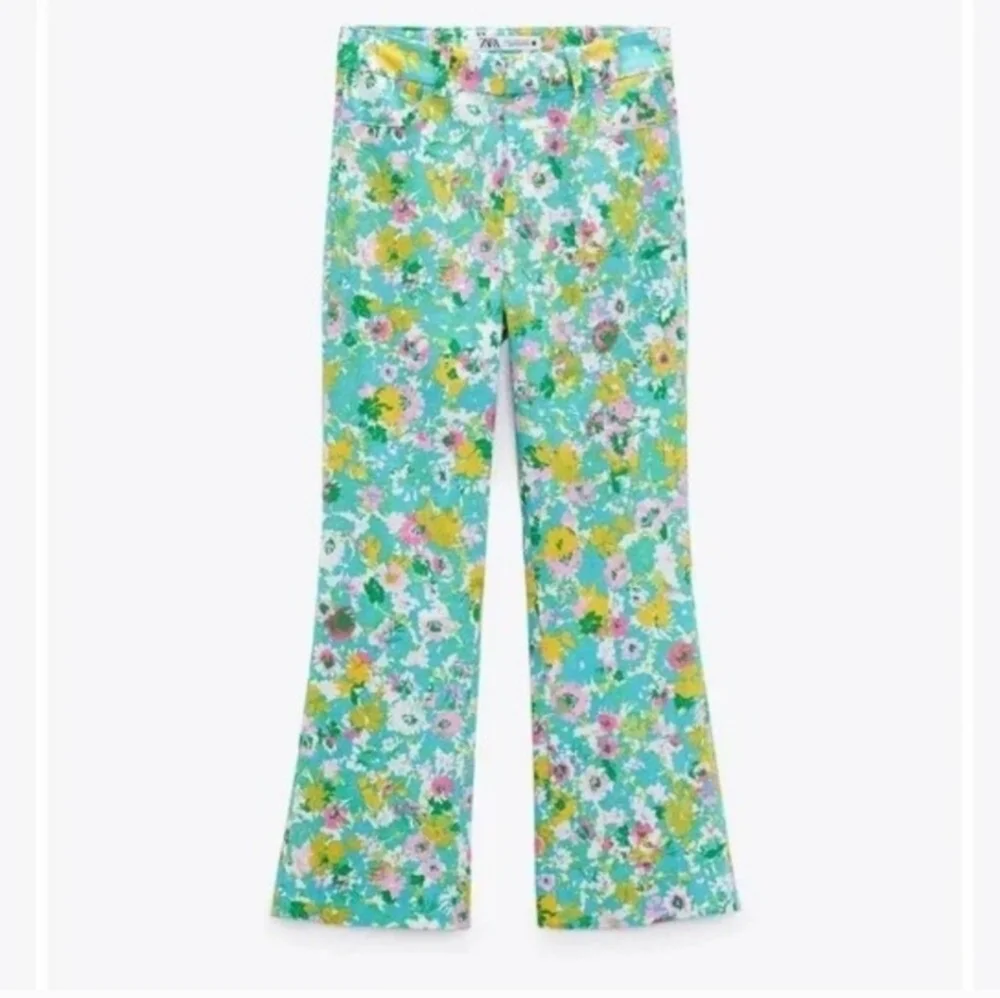 ZARA| Floral Printed‎ Linen Blend| Flare Trousers| Size 4​